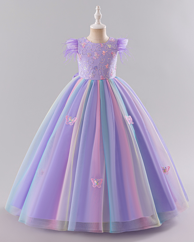 🦋Feathery Flutter : Whimsical Ombre Dress with 3D Bow for Little Queens ✨