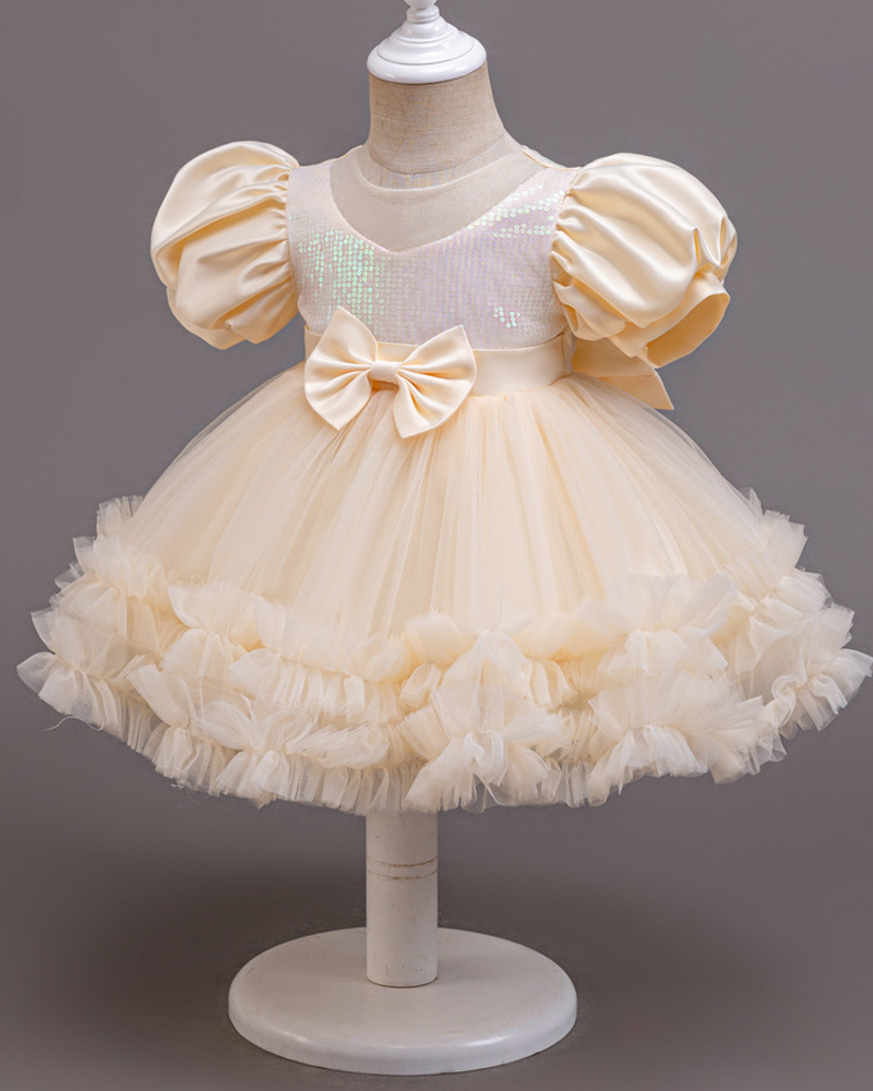 โจ Sequin Sparkle Tulle Dress โ Puff Sleeves & Princess Dreams ๐
