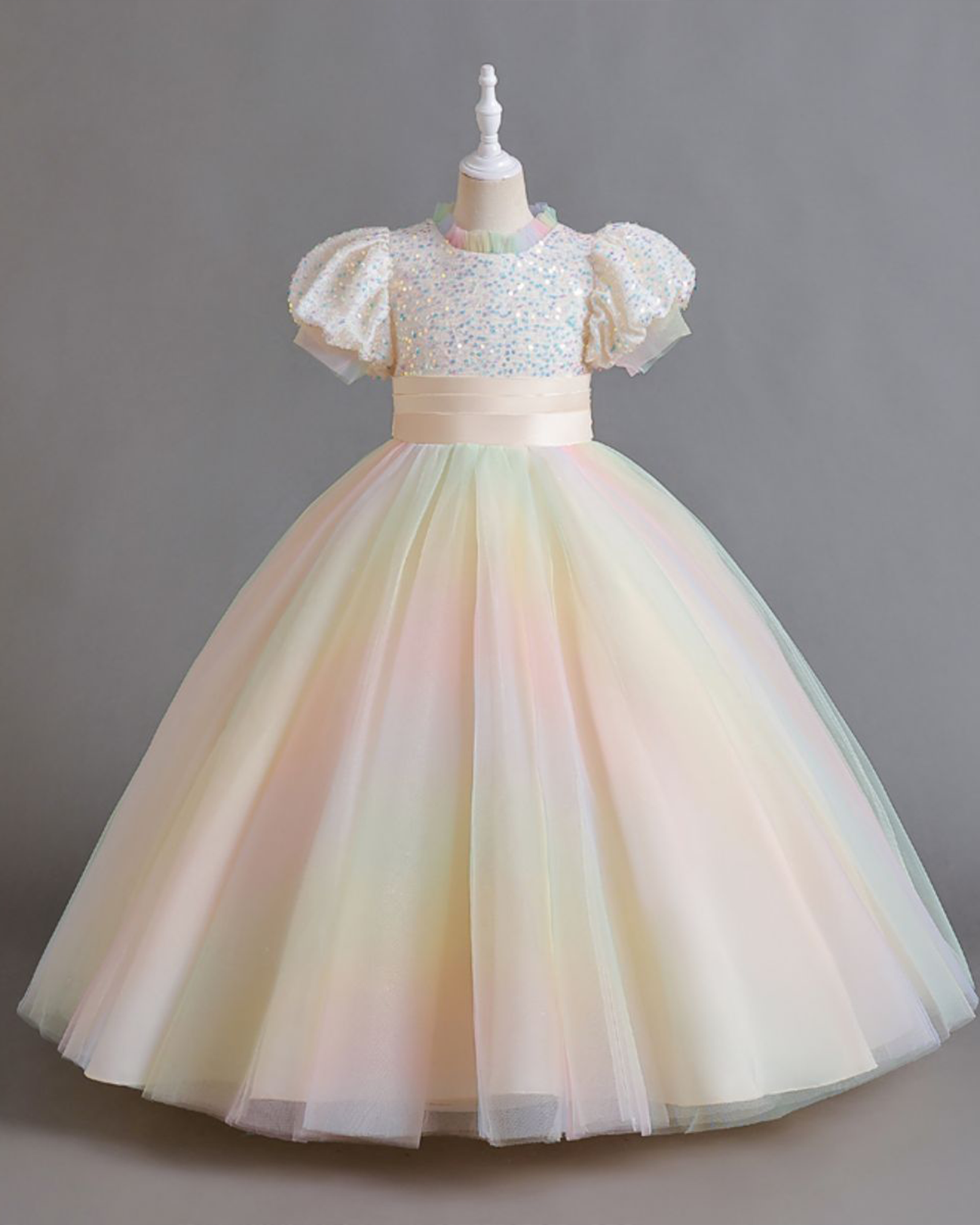 🌟Sequin & Rainbow Tulle Dress – Sash Waist Elegance 🌟