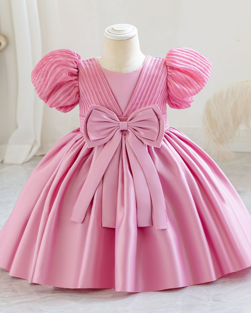 🌷Striped Mesh & Satin Dress – Pearl Sleeve Elegance 🌷