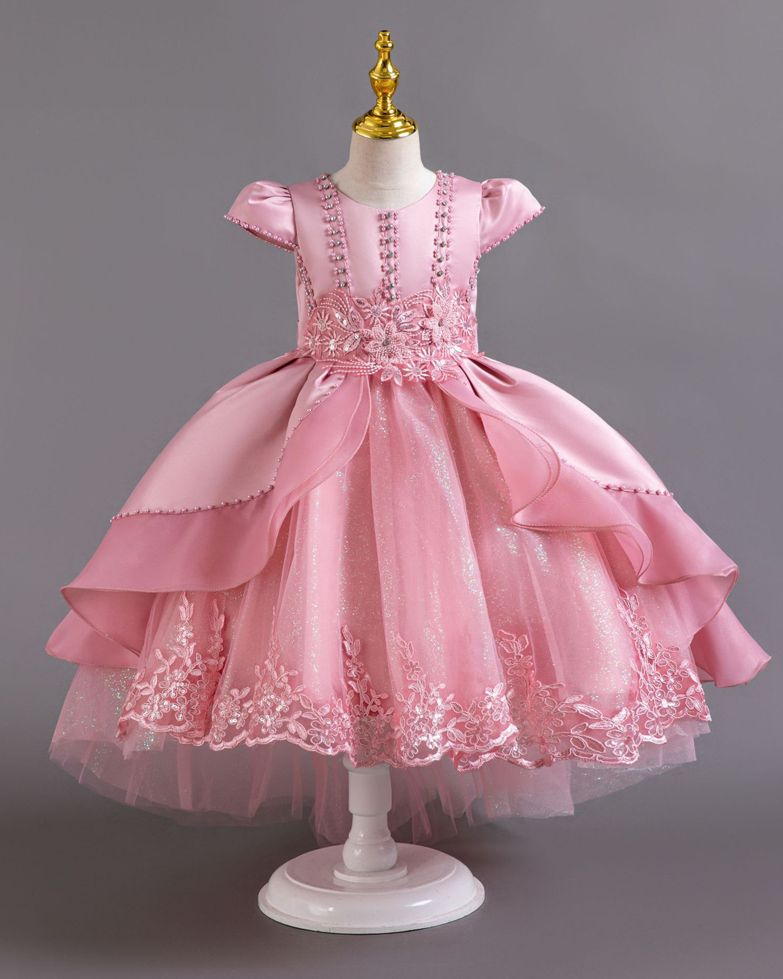 🌸Cascading Tulle Garden Dress – Lace & Blooms 🌸