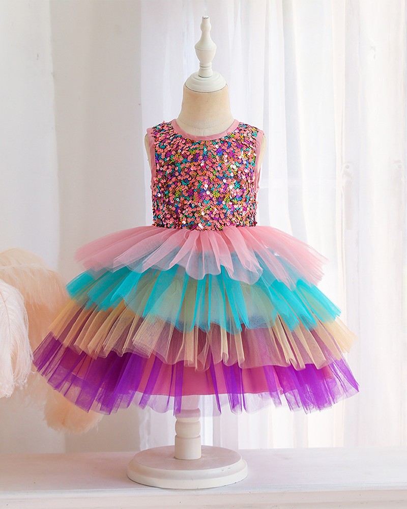🎂Birthday Bloom: Rainbow Tiered Cake Dress✨
