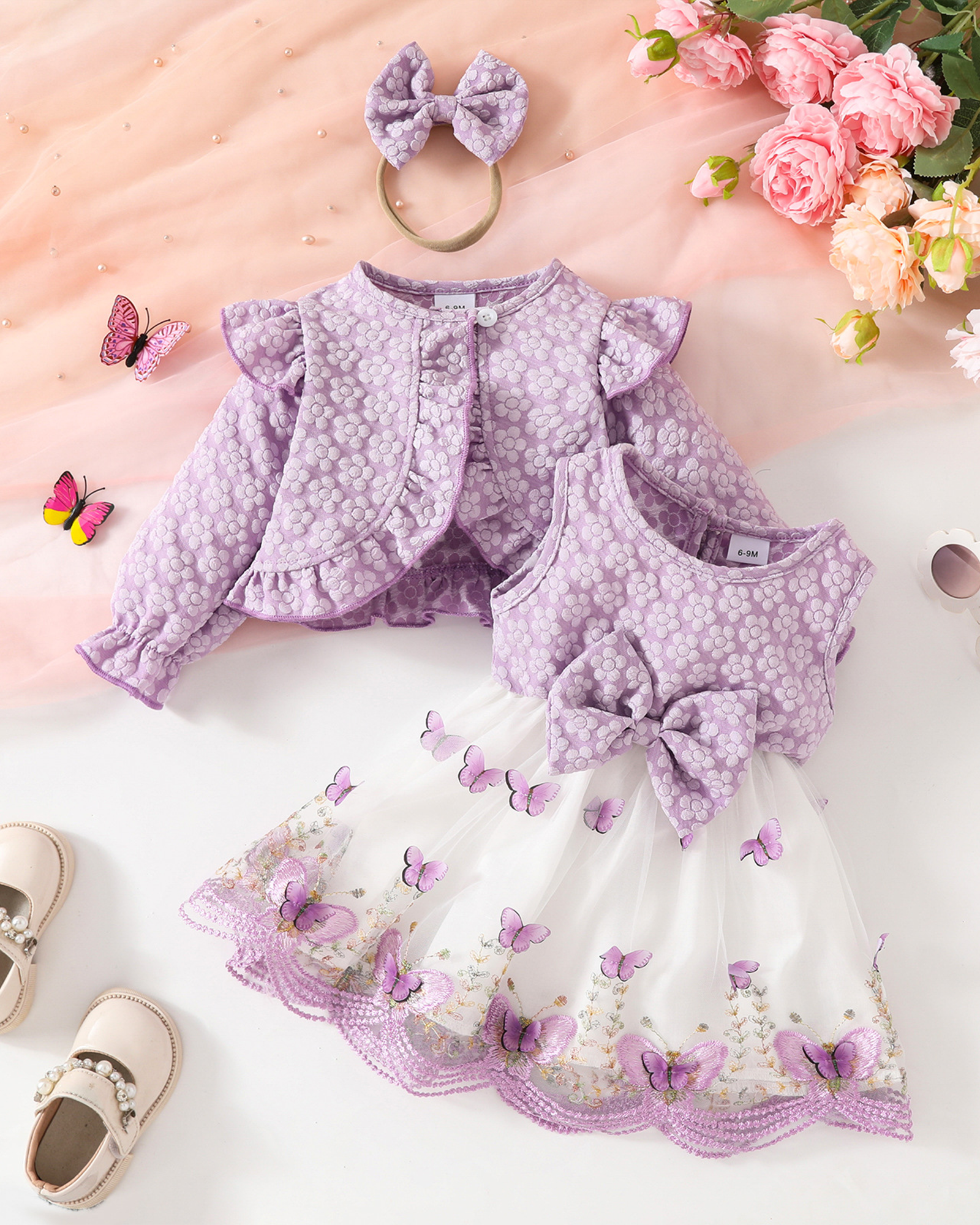 π¦ Floral Texture Set β Dress+Cardigan Duo π¦