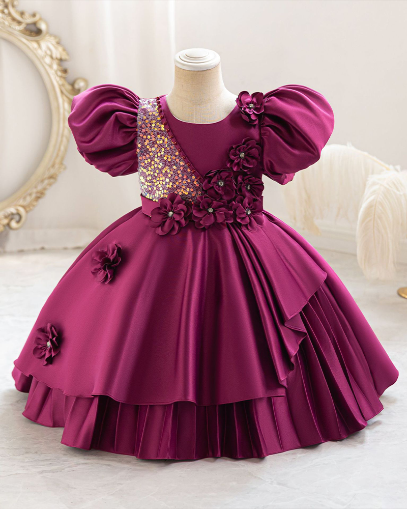 π Sequin & Bloom A-Line Dress β Sparkle, Petals & Play β¨