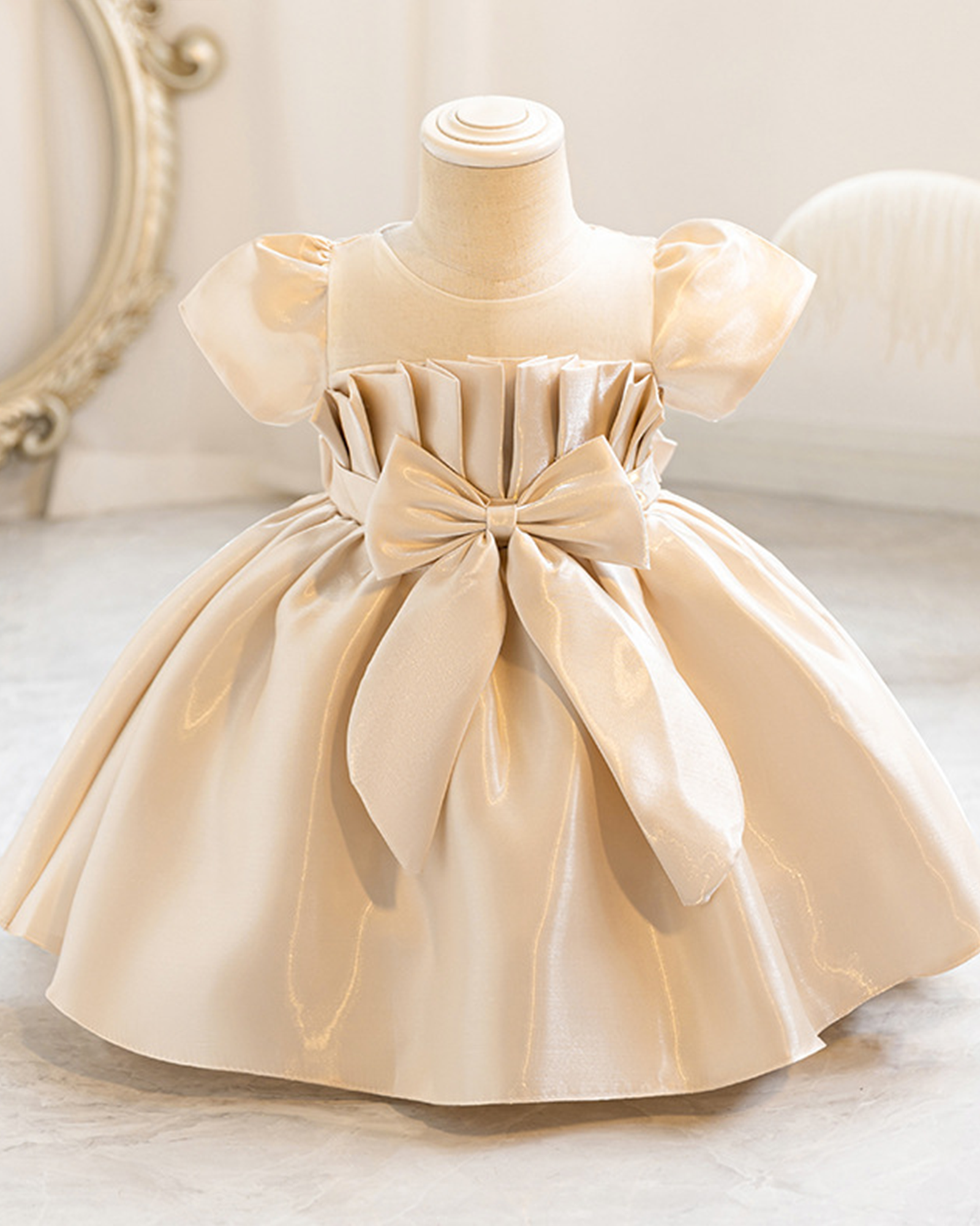 🌹Satin Pleated Dress – Bow Belt Elegance 🌹