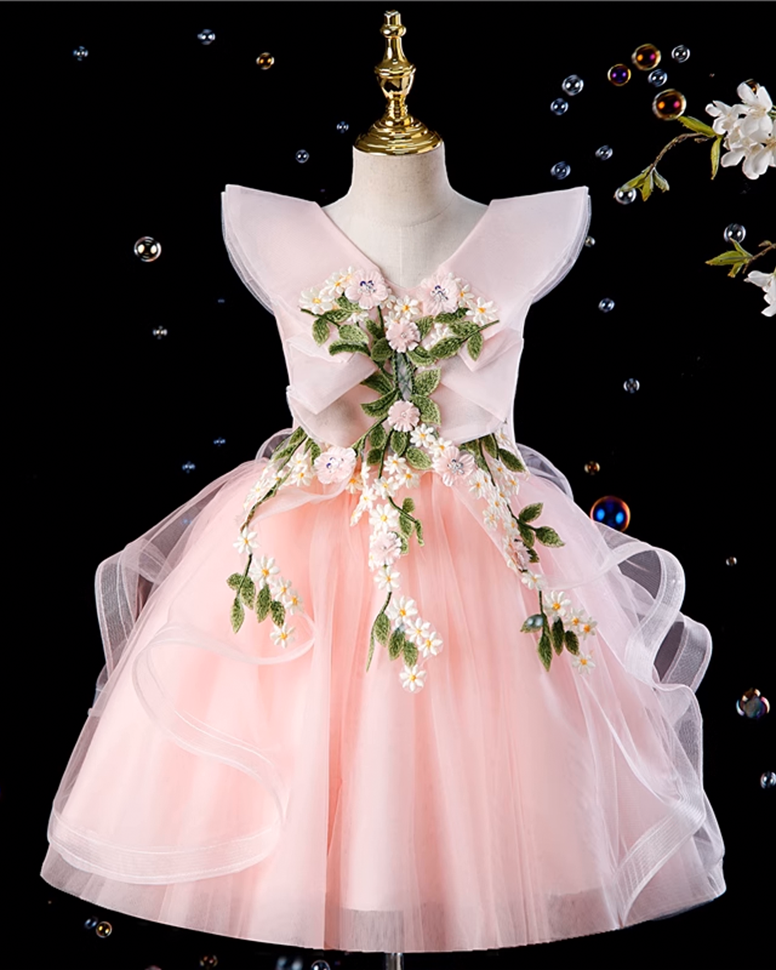 🔥BESTSELLER🔥 Floral Fairy Princess Dress – Whimsical Blooms & Ethereal Tulle ✨