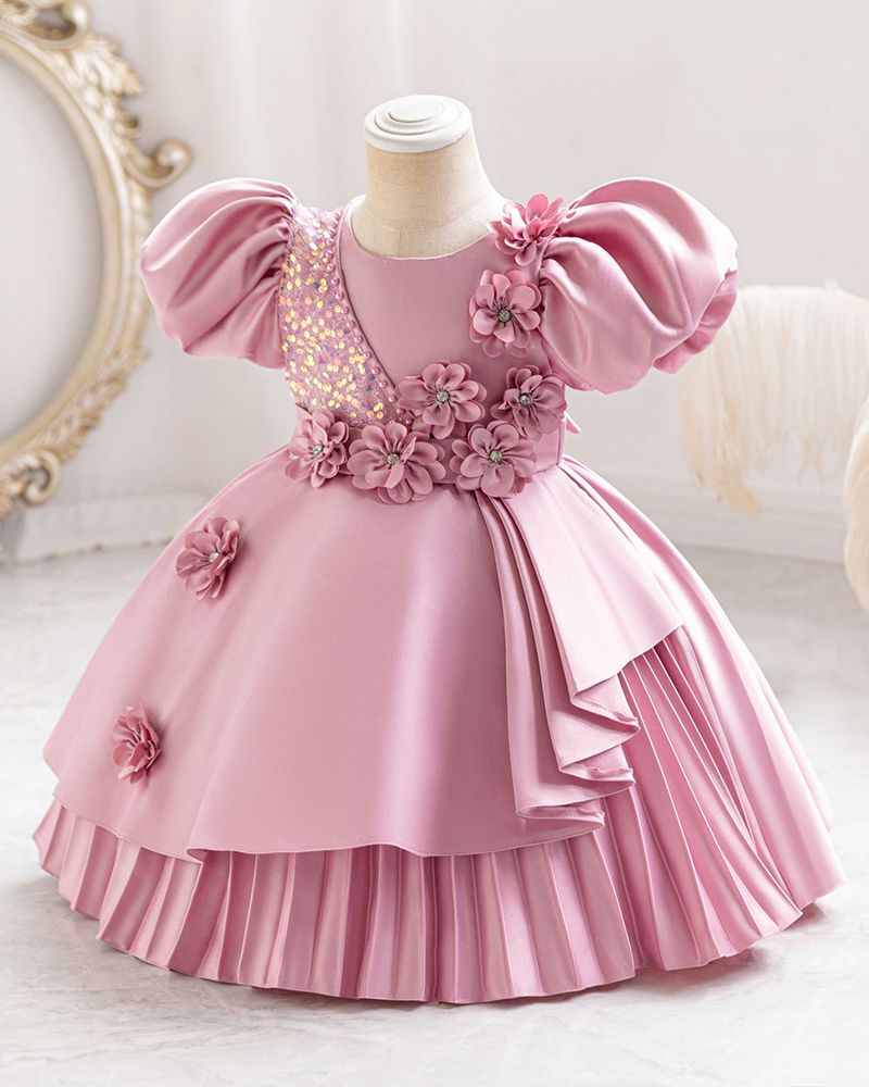 π Sequin & Bloom A-Line Dress β Sparkle, Petals & Play β¨