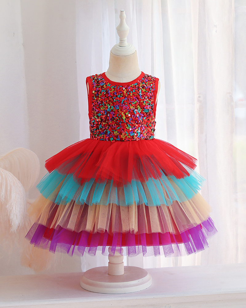 🎂Birthday Bloom: Rainbow Tiered Cake Dress✨