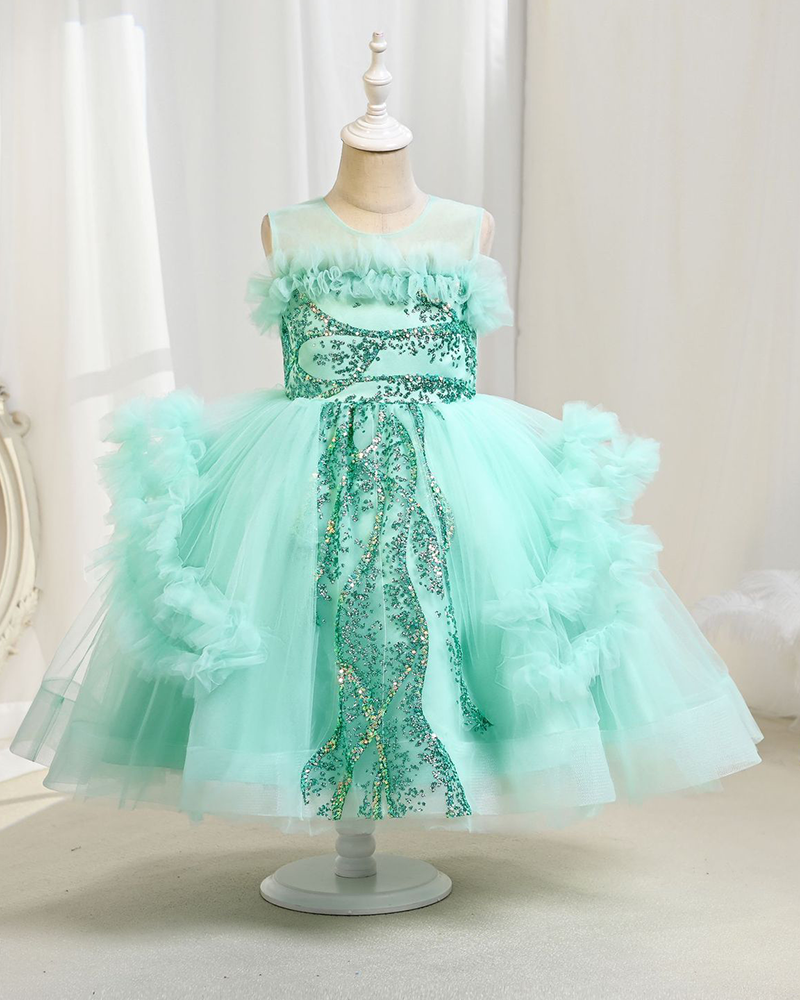 ✨Twinkle Blossom: Sequin-Embellished Tulle Flower Girl Dress🌸