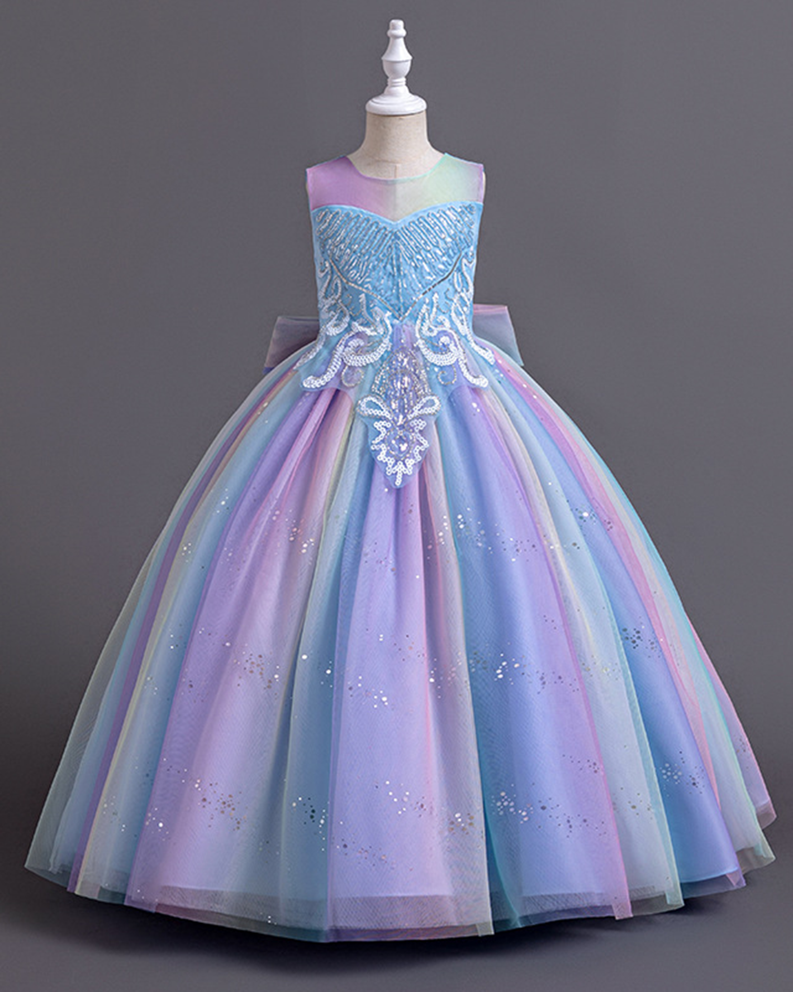 🌟Rainbow Sequin Dress – Ombré Tulle & Glitter Blooms 🌟