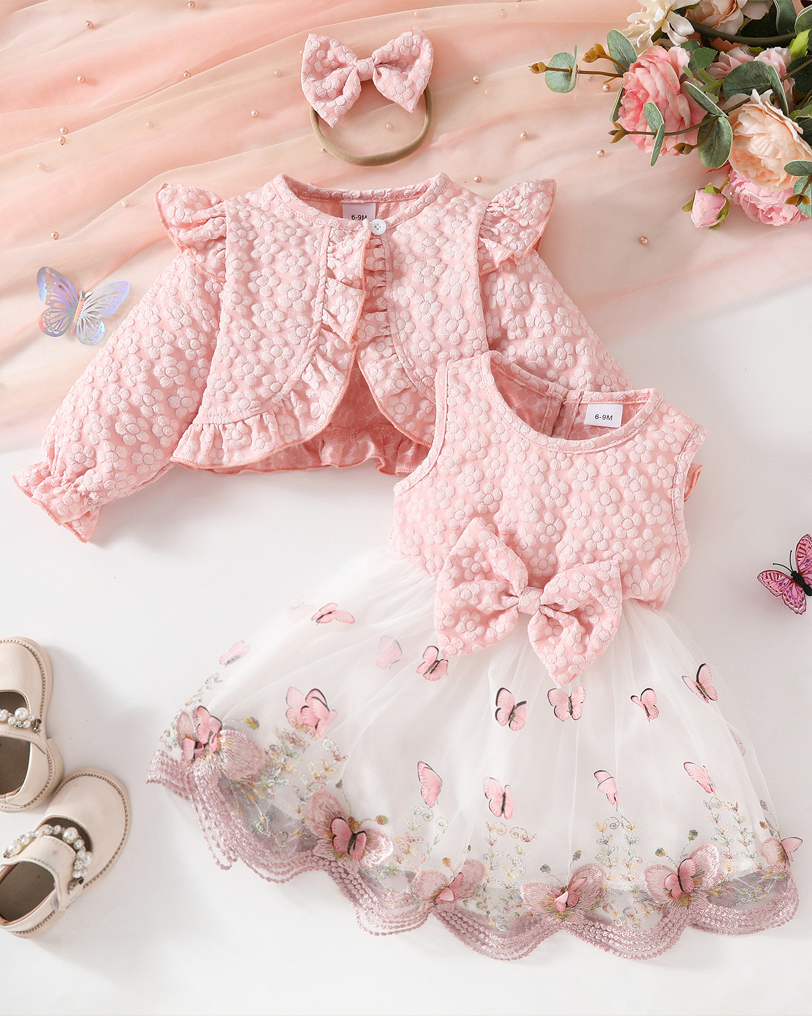 π¦ Floral Texture Set β Dress+Cardigan Duo π¦