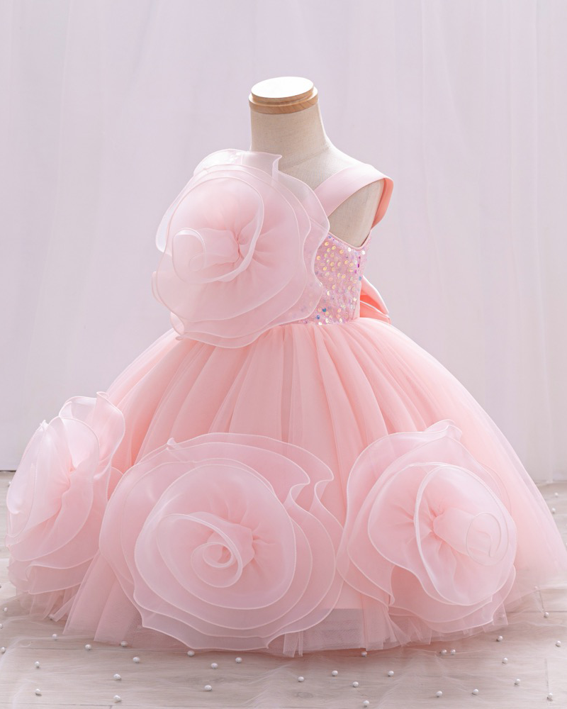🌸Blooming Fantasy : 3D Floral Princess Dress with Voluminous Tulle Skirt 👑