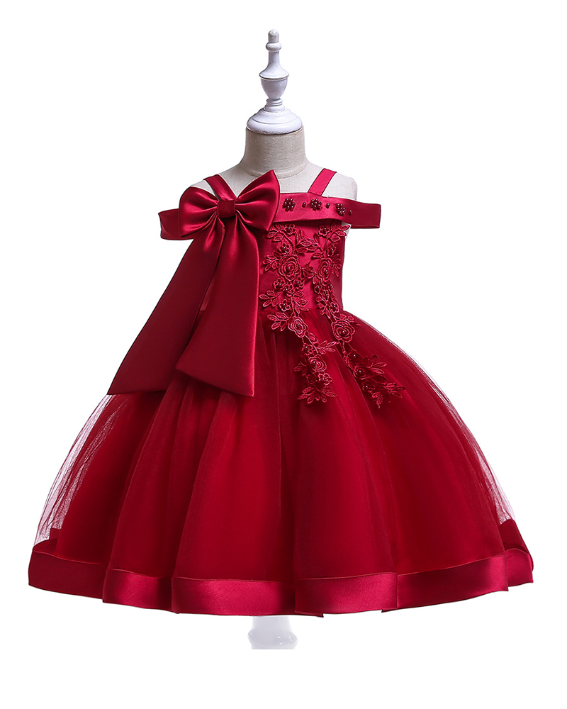 ✨Sweetheart Sparkle : Strapless Beaded Flower Girl Dress with Bow Details 🌸