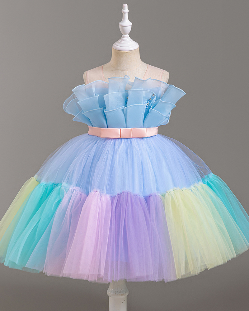 🎀Sugar Rush: Candy-Colored Tiered Tulle GownđźŤ