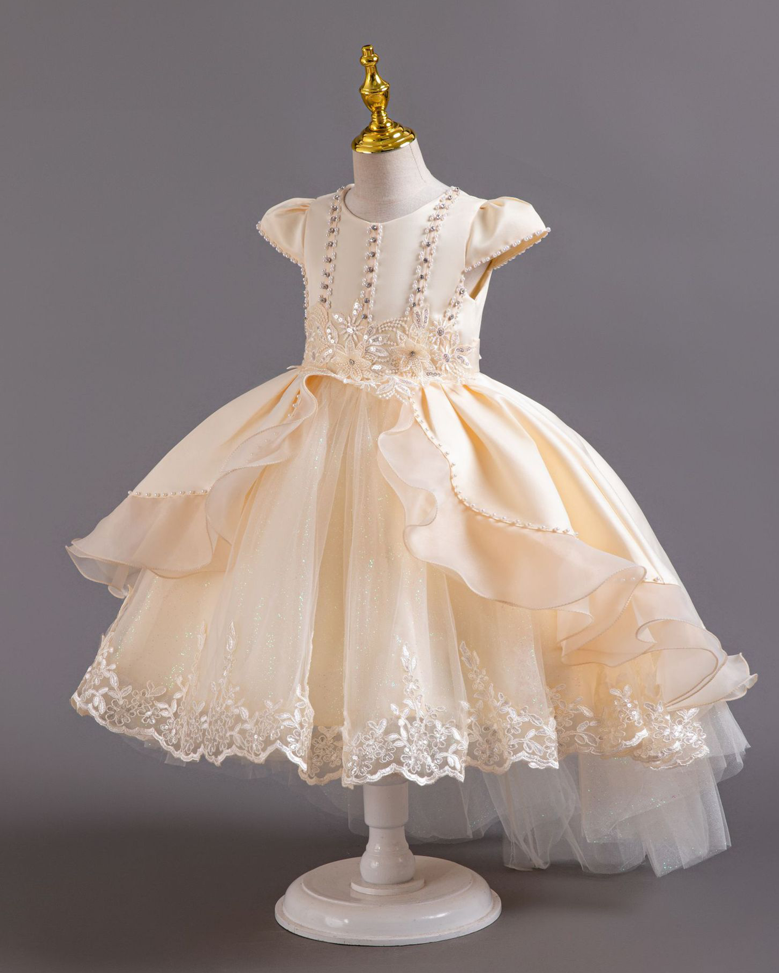 🌸Cascading Tulle Garden Dress – Lace & Blooms 🌸