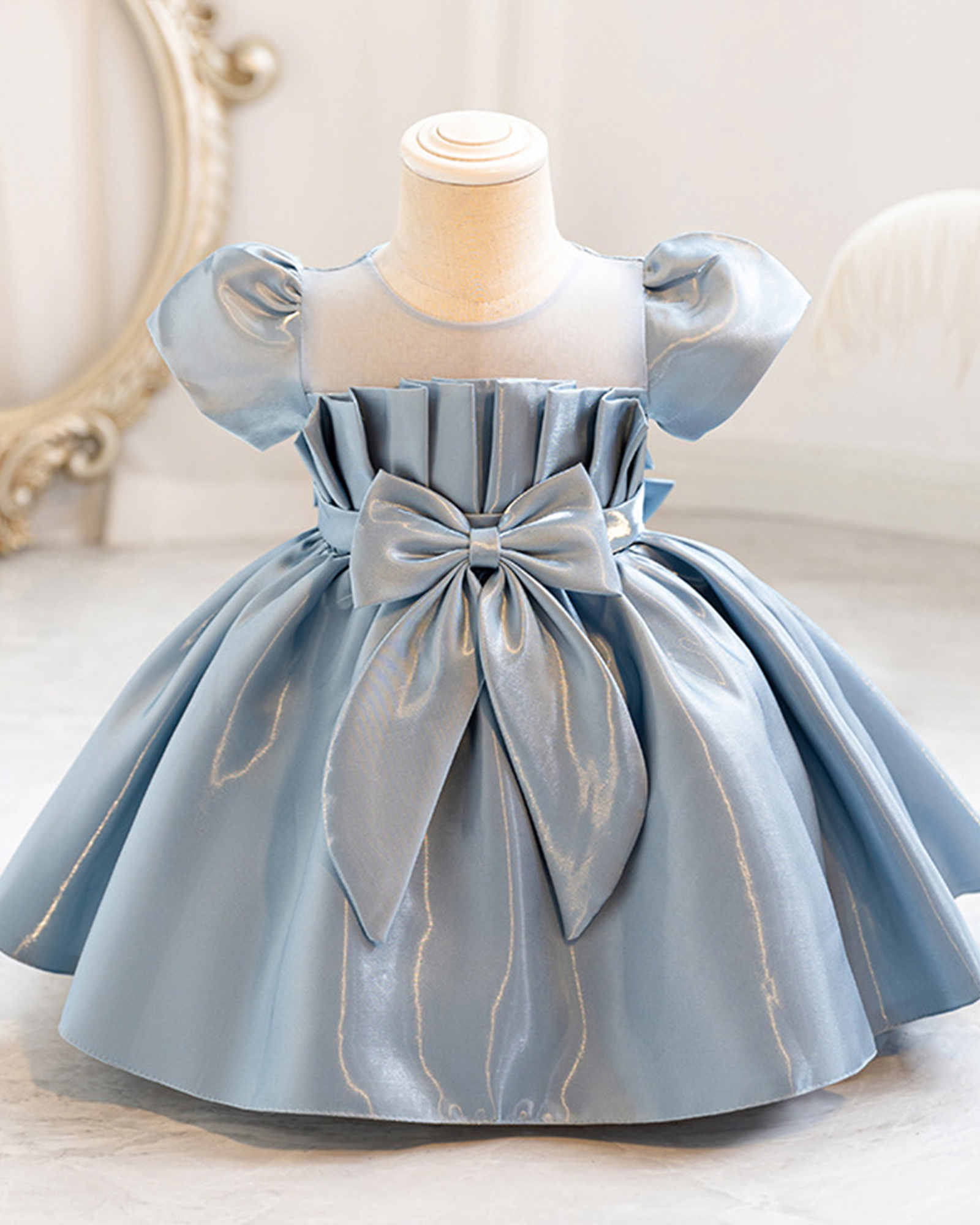 🌹Satin Pleated Dress – Bow Belt Elegance 🌹