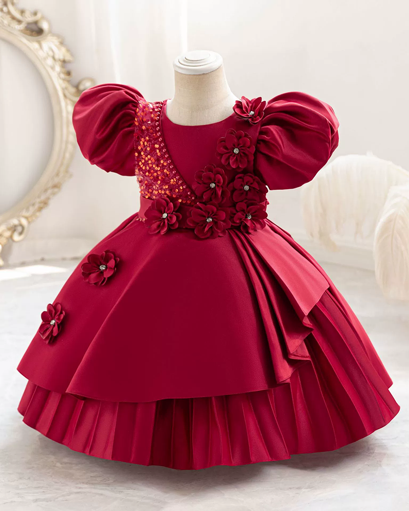 π Sequin & Bloom A-Line Dress β Sparkle, Petals & Play β¨