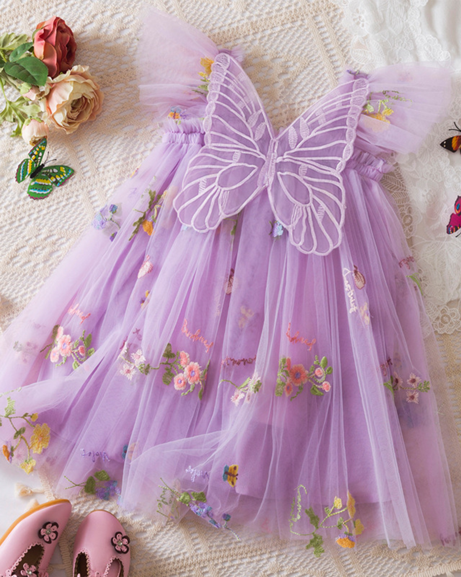 🌷Floral Butterfly Tulle Dress – Everyday Magic & Birthday Elegance ✨
