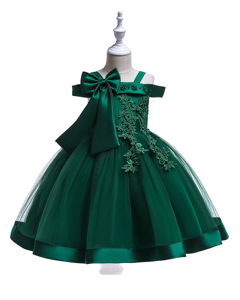 ✨Sweetheart Sparkle : Strapless Beaded Flower Girl Dress with Bow Details 🌸