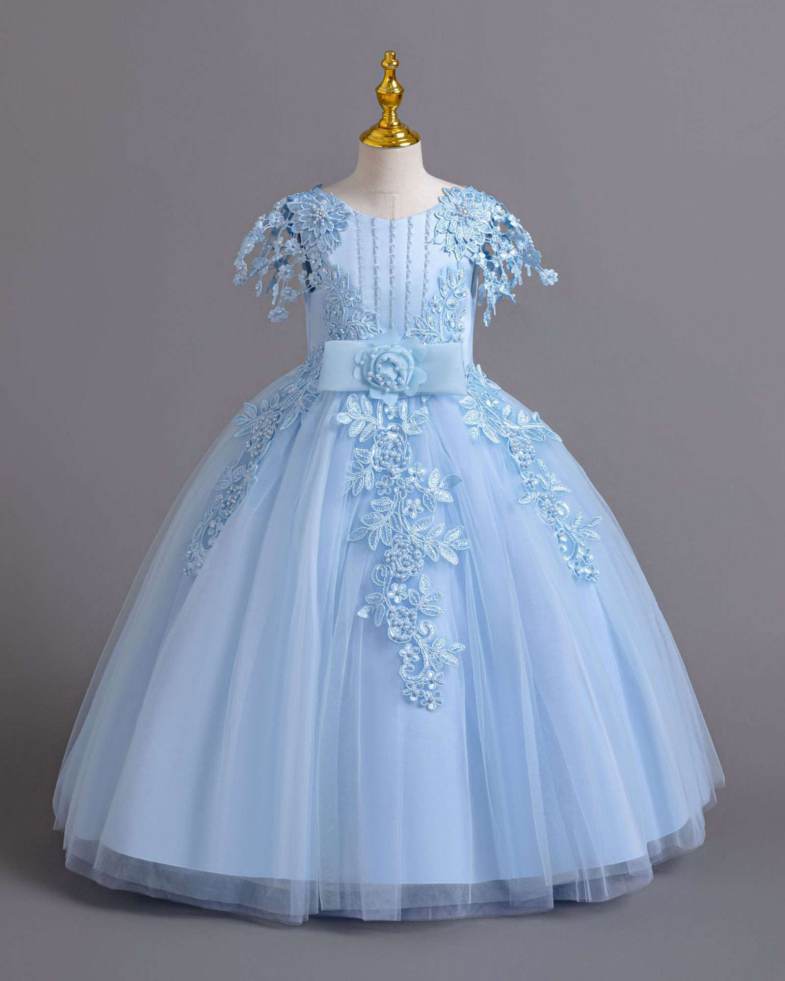 🌙Satin & Tulle Evening Gown – Lace Appliqué Elegance 🌙