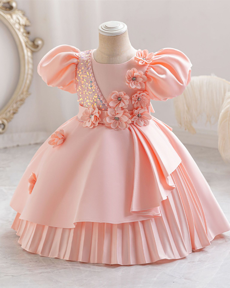 π Sequin & Bloom A-Line Dress β Sparkle, Petals & Play β¨