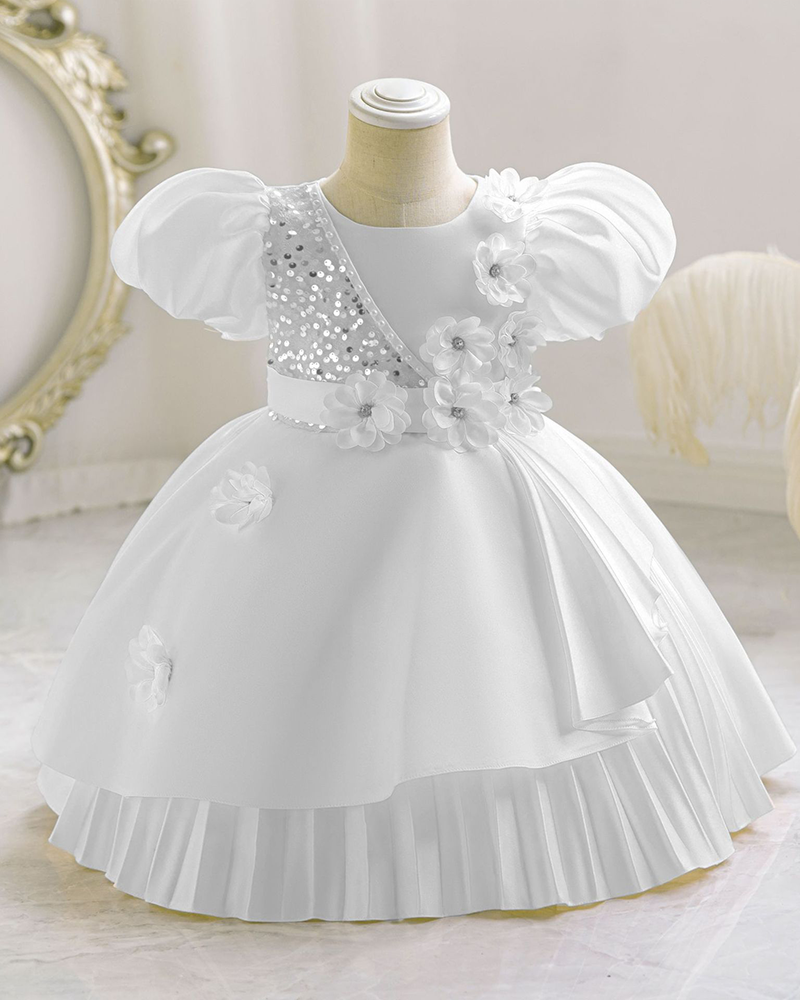 π Sequin & Bloom A-Line Dress β Sparkle, Petals & Play β¨
