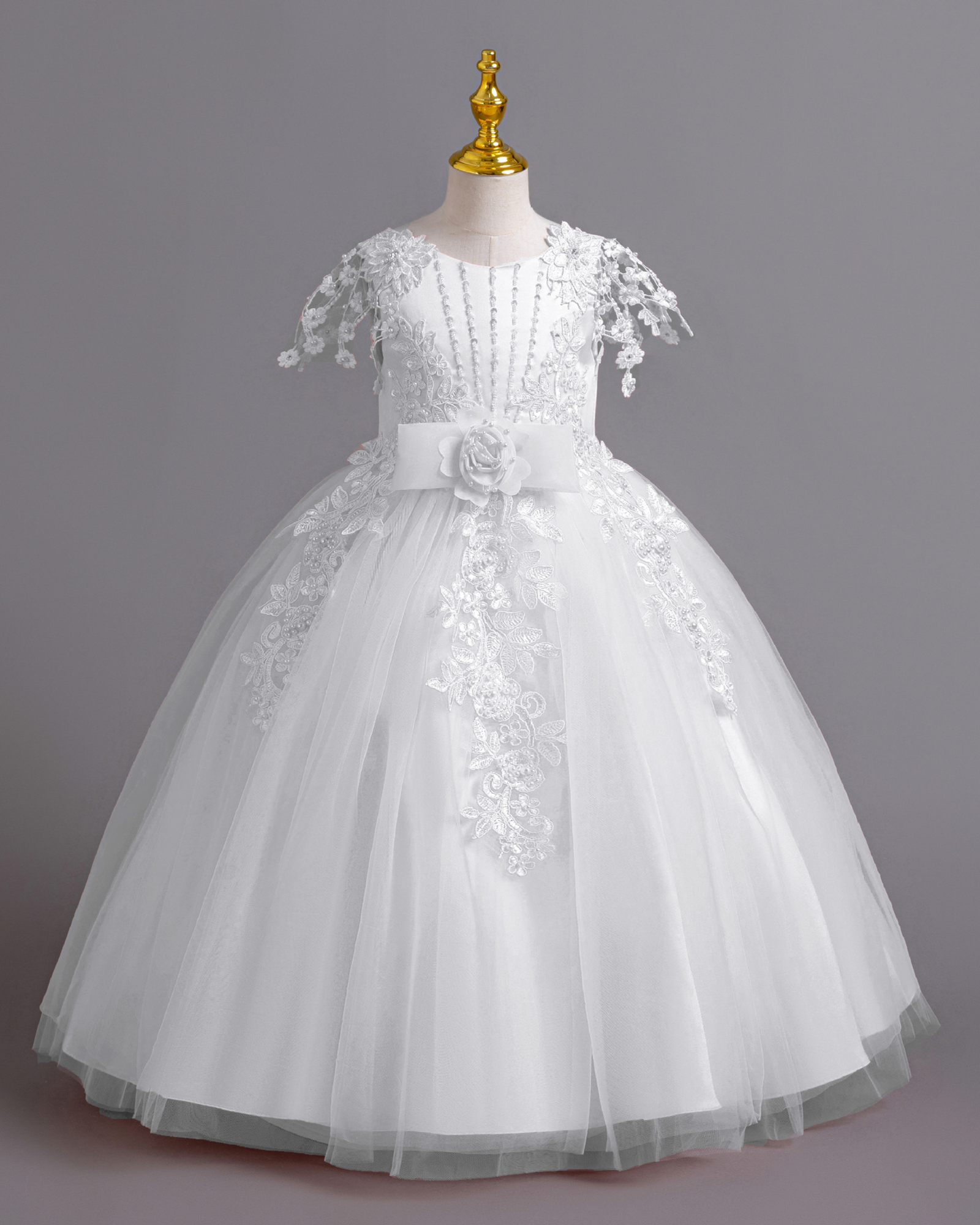 🌙Satin & Tulle Evening Gown – Lace Appliqué Elegance 🌙