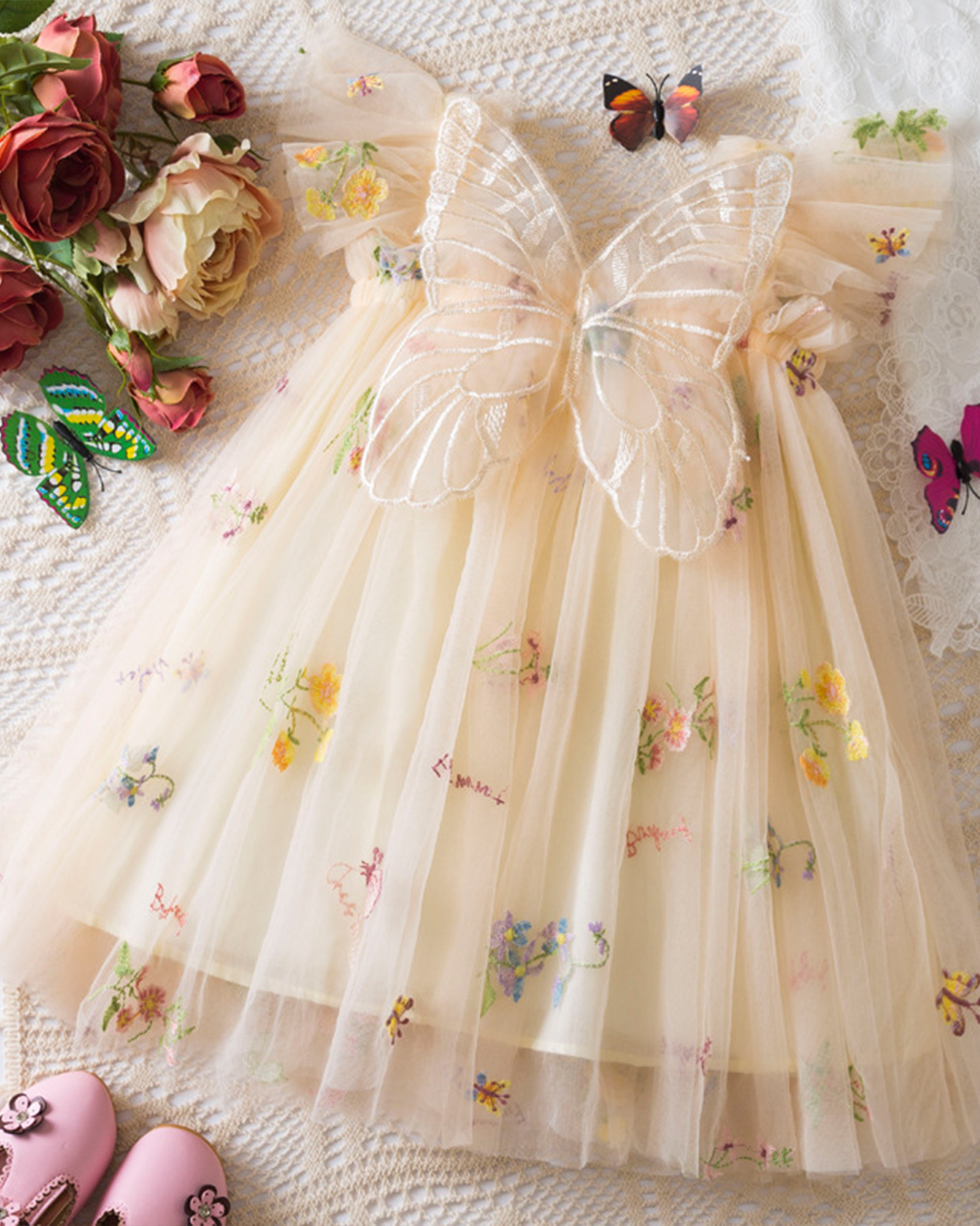 🌷Floral Butterfly Tulle Dress – Everyday Magic & Birthday Elegance ✨