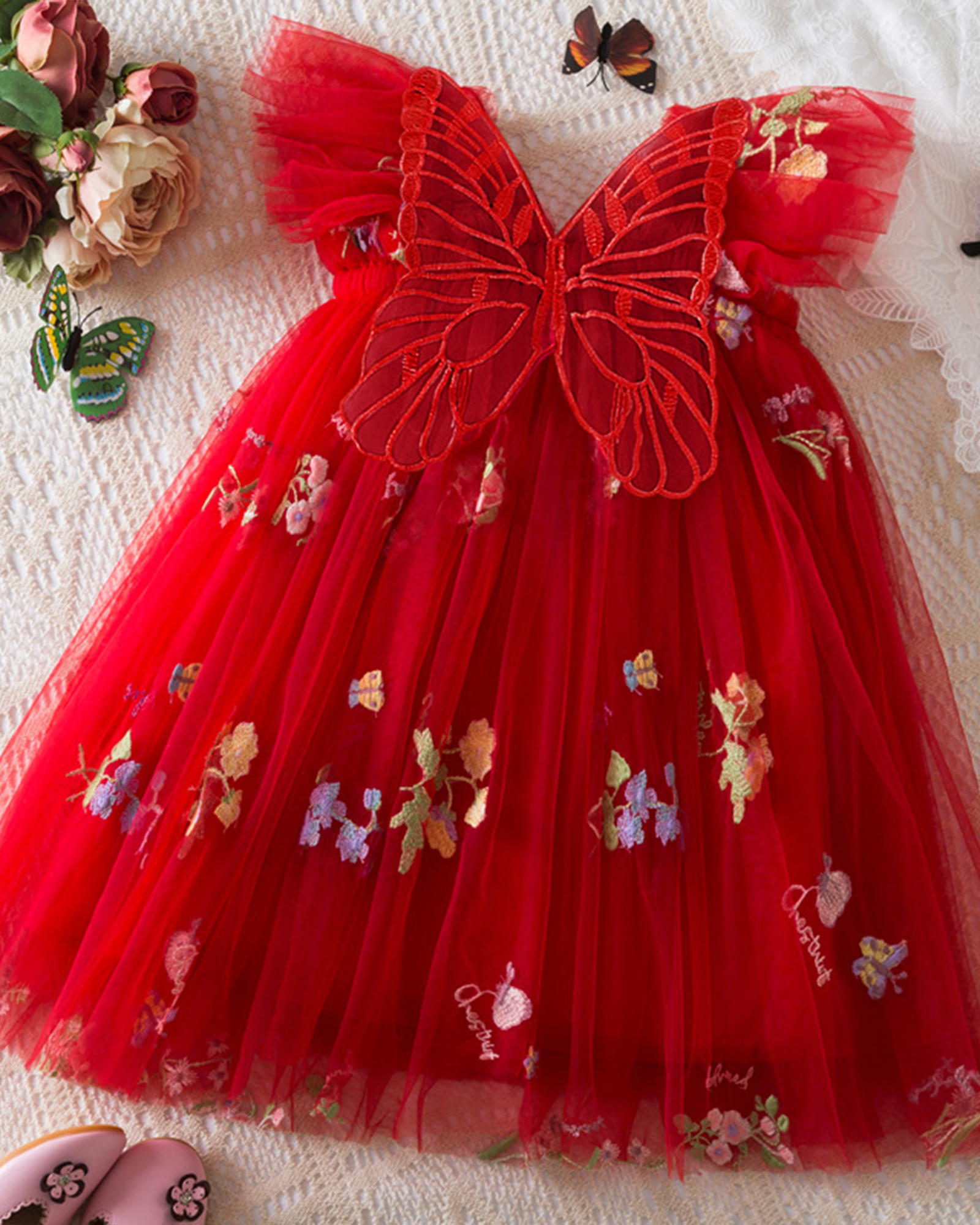 🌷Floral Butterfly Tulle Dress – Everyday Magic & Birthday Elegance ✨