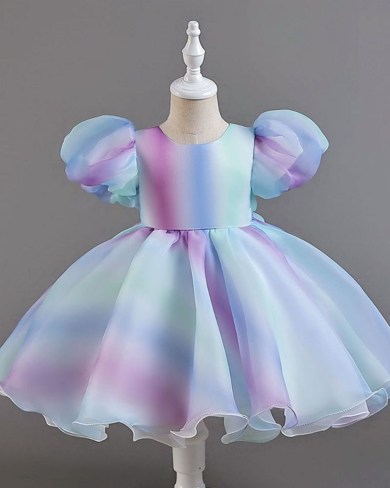 ๐ Ombre Puff Sleeve A-Line Dress โ Light as Air, Bright as Joy โจ