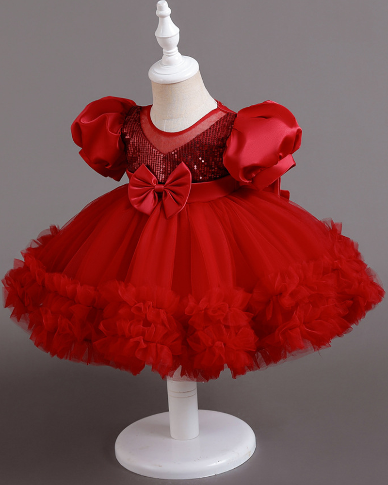โจ Sequin Sparkle Tulle Dress โ Puff Sleeves & Princess Dreams ๐