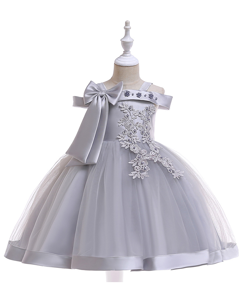 ✨Sweetheart Sparkle : Strapless Beaded Flower Girl Dress with Bow Details 🌸