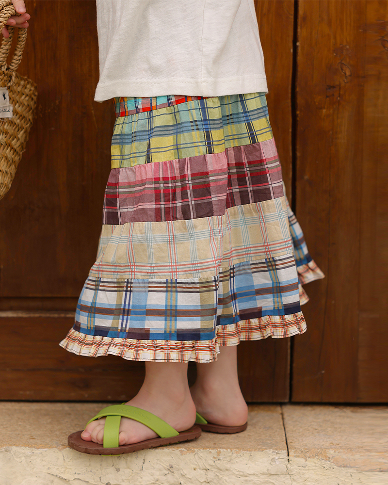 🌈 Rainbow Patchwork" Tiered Skirt – Playful & Vibrant!🌈