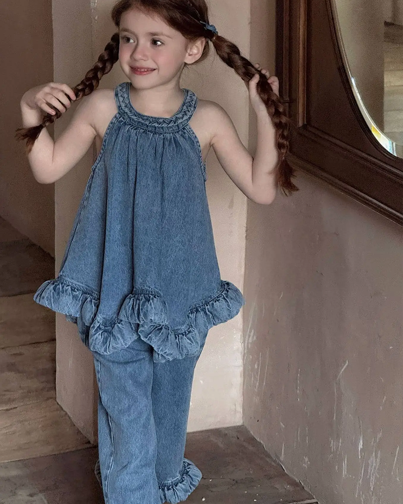 🌼Denim Knit Halter Set – Effortless Summer Cool🌼
