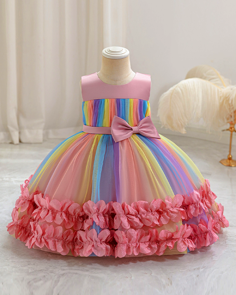 🎀Sugar Rush: Candy-Striped Net Ballgown with Pettiskirt Layers🍭