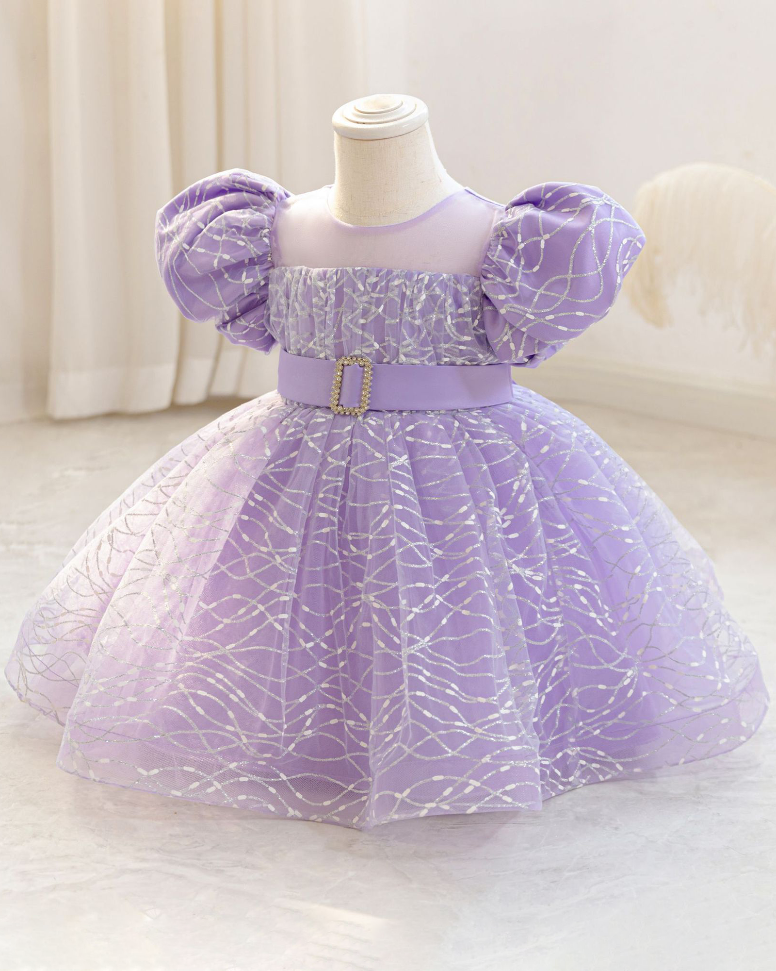 ✨Wave Sequin Ballgown – Satin Sash Magic ✨