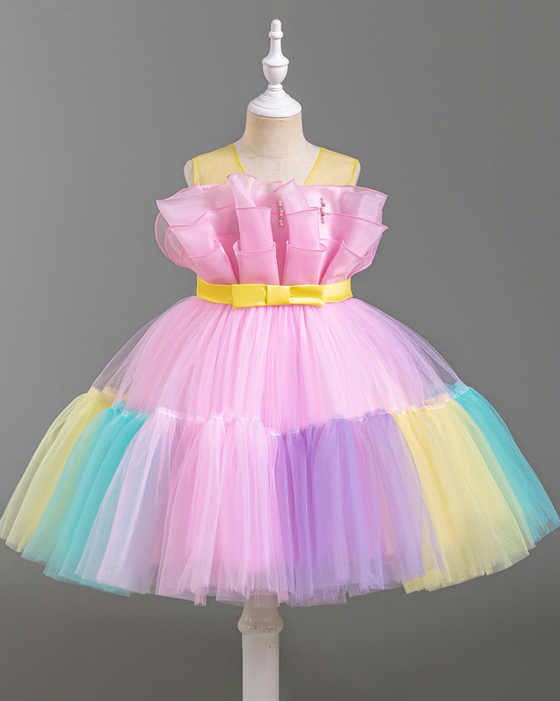 🎀Sugar Rush: Candy-Colored Tiered Tulle Gown🍭