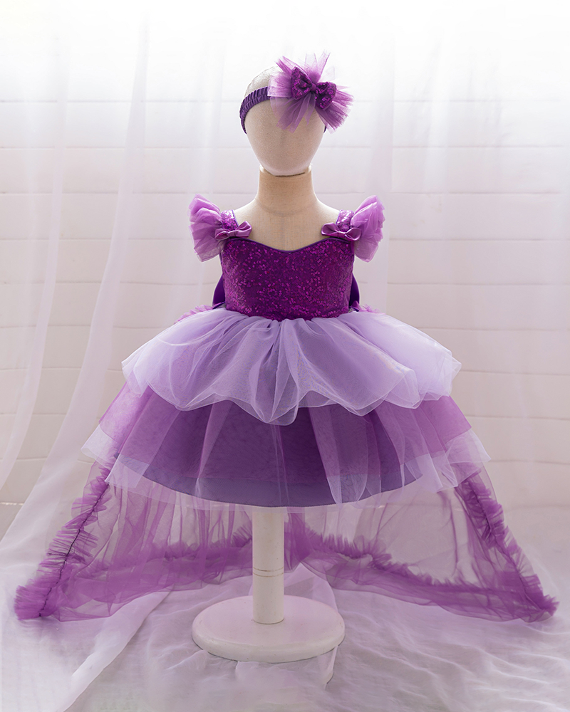 ✨Celestial Cascade: Ombre Tulle Train Dress with Crystal Sequin Gradient🌙