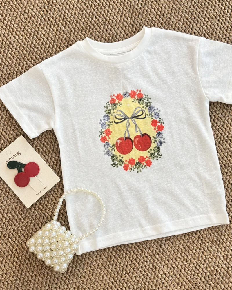 🍒 Vintage Cherry Print Cotton Tee – Sweet, Fresh & Summer-Ready ✨