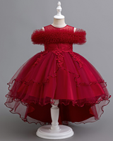 🌹Blossom Cascade: Lace-Flower Tiered Hem Dress for Little Ladies" 👗