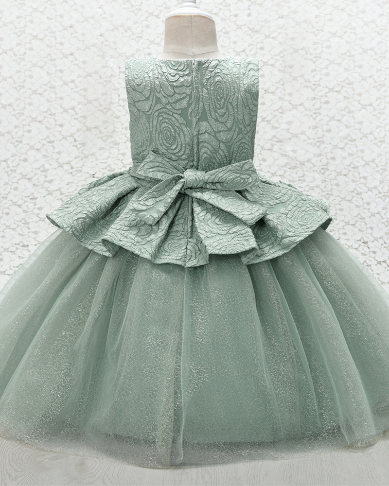 🌷Textured Tulle Princess Dress – Double-Layer Elegance with Floral Charm ✨