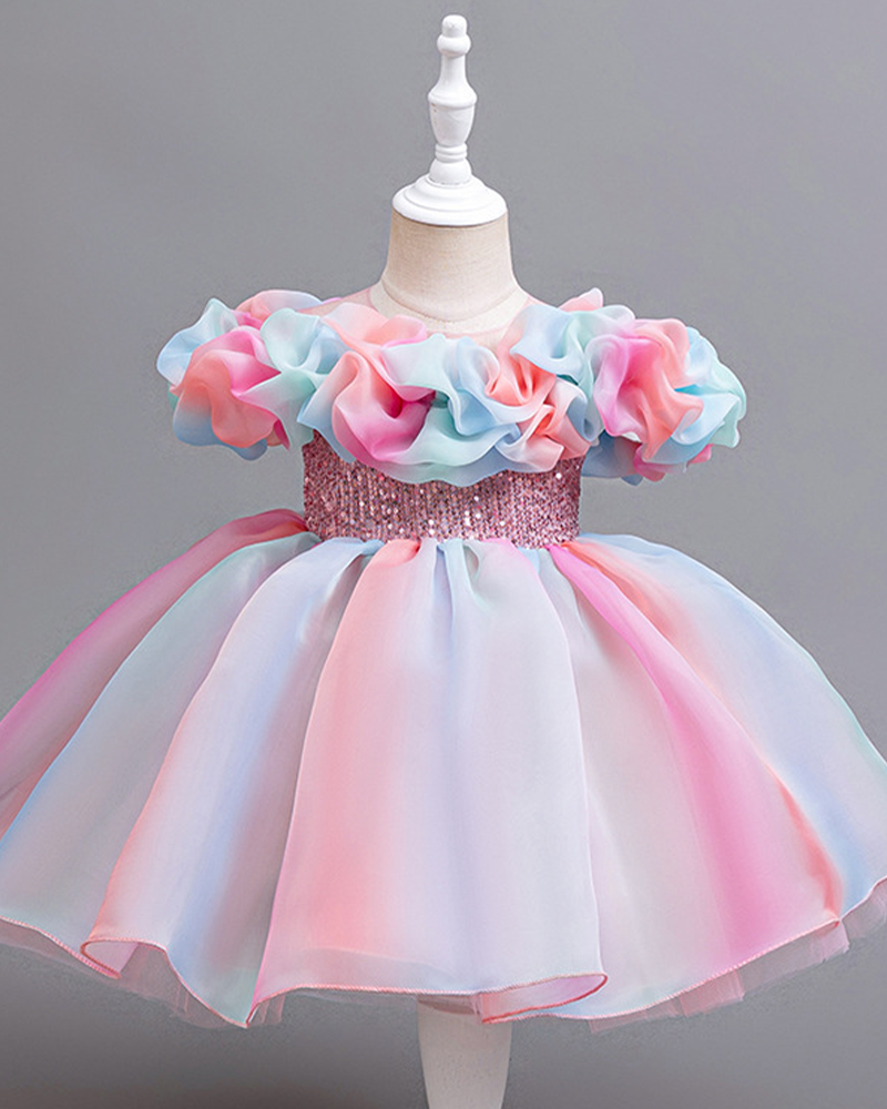 ☁️Cotton Candy Dream: Puffy Pastel Cloud Dress with Fluffy Layers🌈