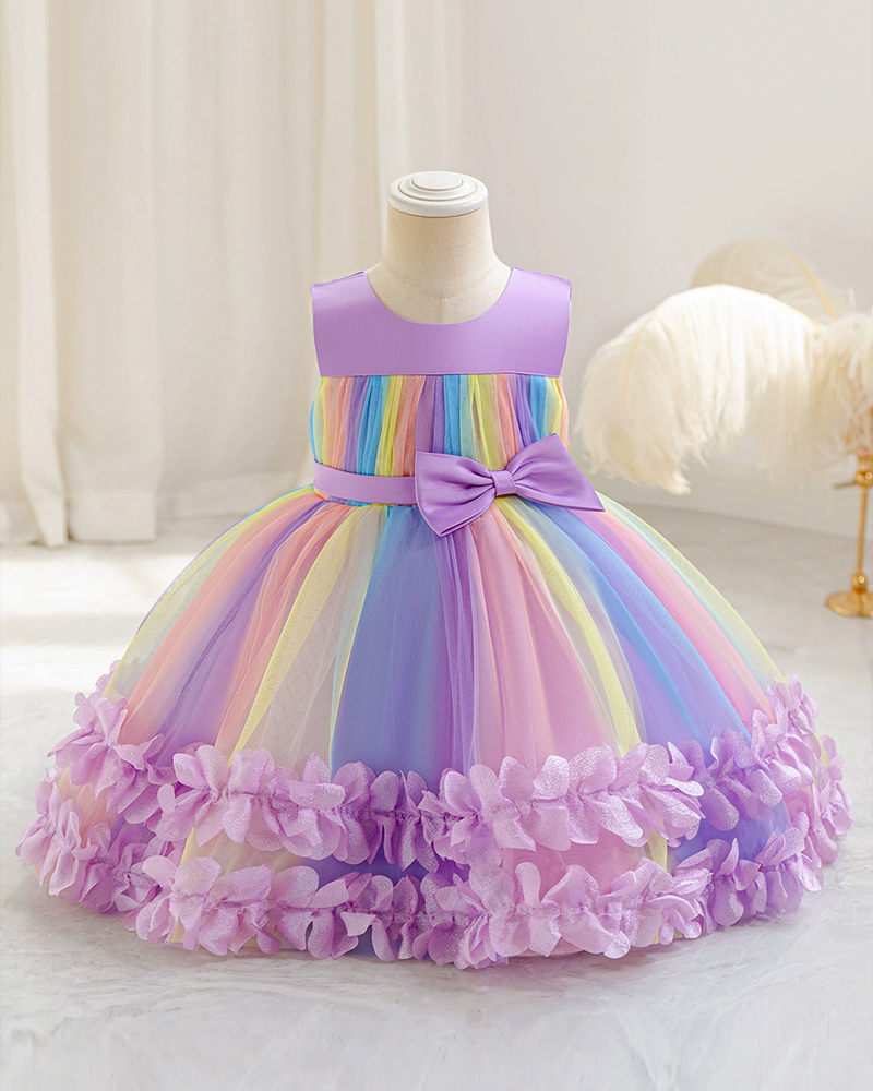 🎀Sugar Rush: Candy-Striped Net Ballgown with Pettiskirt Layers🍭