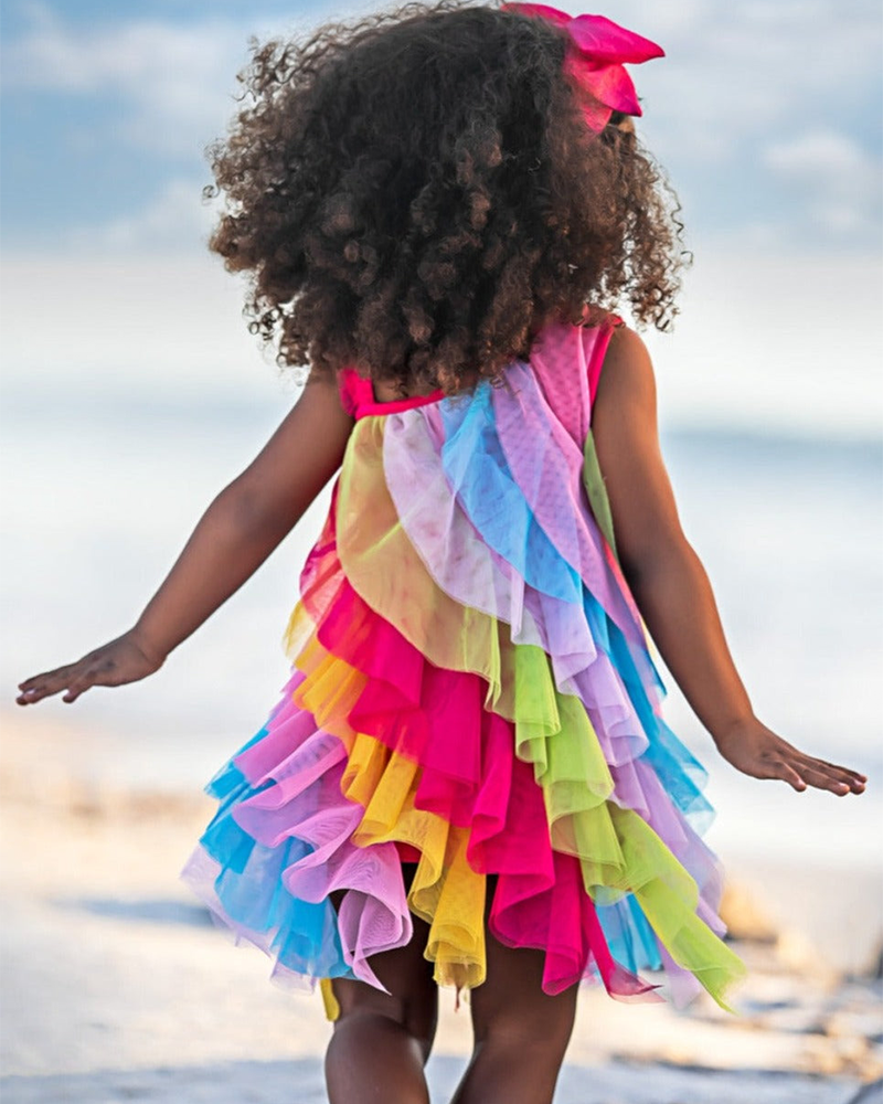 🌈Rainbow Ripple" Tiered Mini Dress – Summer Joy in Motion🌈