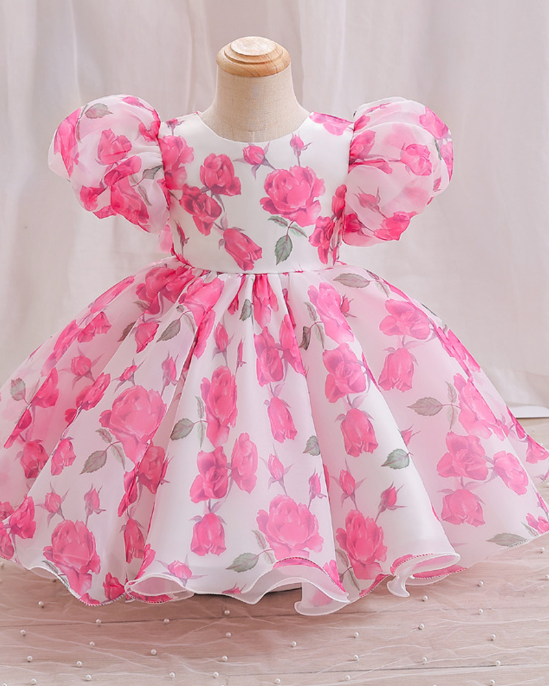 🌸 Puff Sleeve Print A-Line Dress – Sweet, Simple & Twirl-Ready ✨