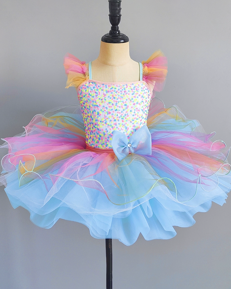 🩰Rainbow Pirouette: Color-Burst Tutu with Ombre Tulle Layers✨