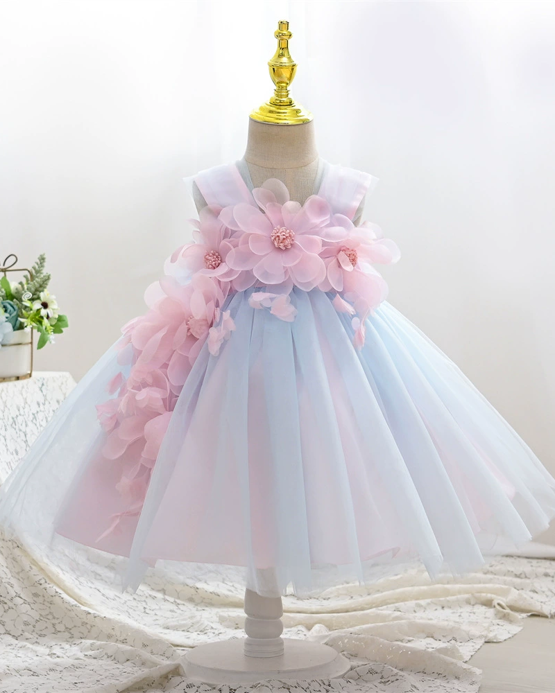 🌸Garden Whispers: 3D Floral Tulle Dress for Ethereal Elegance ✨