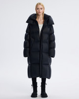 Long Zero-Pressure Goose Down Parka Turtle Quilting & Detachable Hood