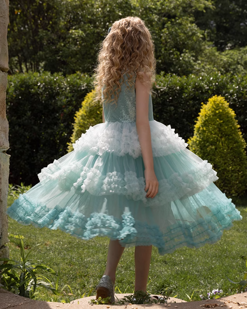 ✨ Starlight Princess" Gradient Tulle Dress – Birthday Magic!✨