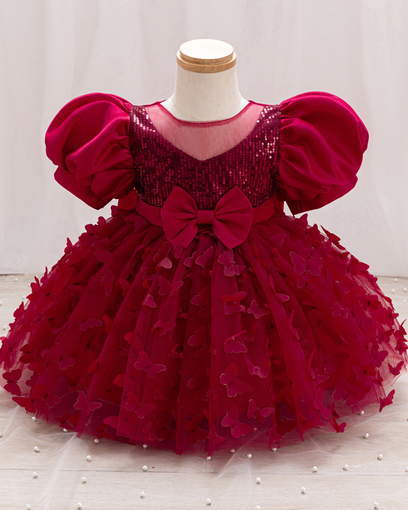 🦋Butterfly Whispers : 3D Flutter Sleeve Tulle Dress for Little Dreamers ✨